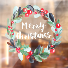 モダンクリスマス水カラーリーススクリプト ウィンドウサイン