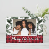 モダンクリスマス水牛のプレイド写真のホリデーカード シーズンカード (スタンド正面)