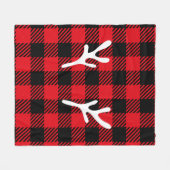 モダンクリスマス水牛チェック赤いパターンl鹿 フリースブランケット (正面(横))