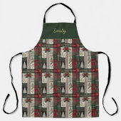 モダンクリスマス素朴タータンチェックプレイド エプロン (正面)