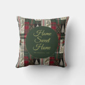 モダンクリスマス素朴タータンチェックプレイド クッション (裏面)