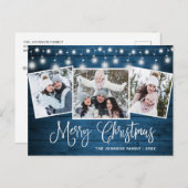 モダンクリスマス素朴3 PHOTOグリーティングホリデー ポストカード (正面/裏面)