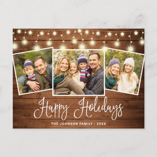 モダンクリスマス素朴3 PHOTOグリーティングホリデー ポストカード (正面)