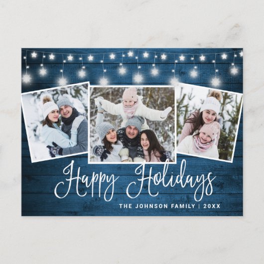 モダンクリスマス素朴3 PHOTOグリーティングホリデー ポストカード (正面)