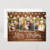 モダンクリスマス素朴3 PHOTOグリーティングホリデー ポストカード (正面/裏面)