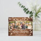 モダンクリスマス素朴3 PHOTOグリーティングホリデー ポストカード (スタンド正面)