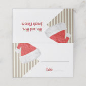モダンクリスマス結婚とレッドサンタハット プレイスカード (外部開封)
