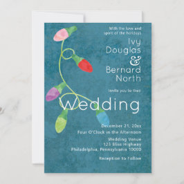 モダンクリスマス結婚の祭日の明かり 案内状