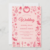 モダンクリスマス結婚の 招待状 (正面)