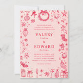 モダンクリスマス結婚の 招待状 (正面)