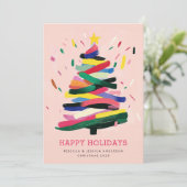 モダンクリスマス絵を描のカスタム写真 シーズンカード (スタンド正面)