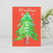 モダンクリスマス緑と赤パーティー 招待状 (スタンド正面)