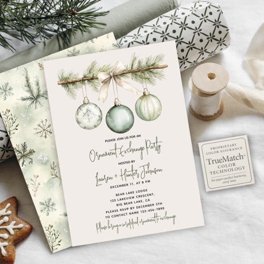 モダンクリスマス装飾交換パーティー 招待状