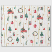 モダンクリスマス記号パターン ラッピングペーパー (フラット)