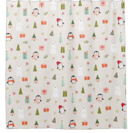 モダンクリスマス記号 シャワーカーテン
