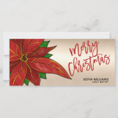 モダンクリスマス証明書ギフトカードポインセチア (正面)