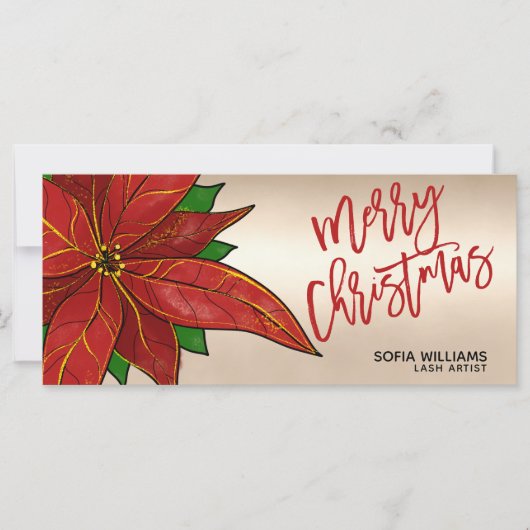 モダンクリスマス証明書ギフトカードポインセチア (正面)