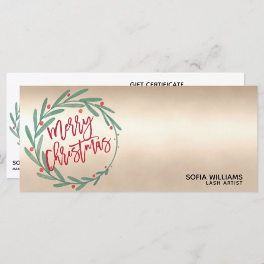 モダンクリスマス証明書ギフトカード追加ロゴ (正面/裏面)