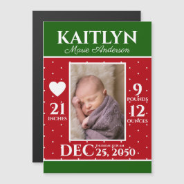 モダンクリスマス誕生発表生まれたばかりの統計 マグネット招待状