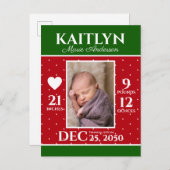 モダンクリスマス誕生発表生まれたばかりの統計 案内ポストカード (正面/裏面)