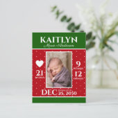 モダンクリスマス誕生発表生まれたばかりの統計 案内ポストカード (スタンド正面)