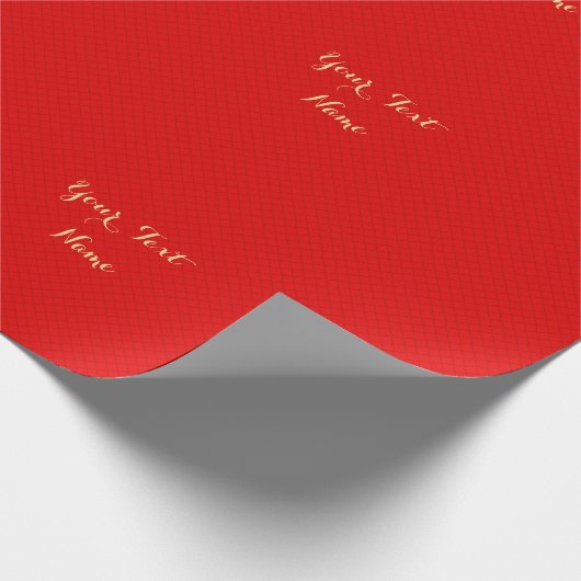 モダンクリスマス赤線市松模様にカスタム文字 ラッピングペーパー (角)