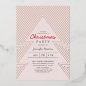 モダンクリスマス赤面ホリデーパーティーバラ金ゴールド 箔招待状 (正面)