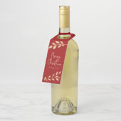 モダンクリスマス金ゴールドオ葉ンホリデーレッド ボトルネックタグ (アングル)