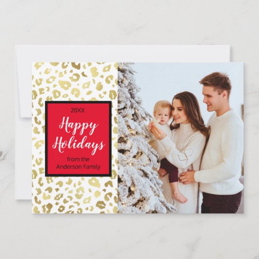 モダンクリスマス金ゴールドヒョウカスタムの写真 シーズンカード (正面)