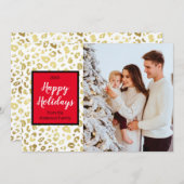 モダンクリスマス金ゴールドヒョウカスタムの写真 シーズンカード (正面/裏面)