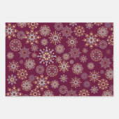 モダンクリスマス金ゴールドブルーウォーター色スノーフレークW ラッピングペーパーシート (正面3)