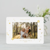 モダンクリスマス金ゴールドプレス星写真ハッピー 箔シーズンカード (立ち正面)