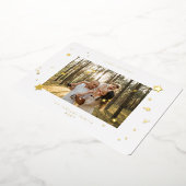 モダンクリスマス金ゴールドプレス星写真ハッピー 箔シーズンカード (回転した状態)