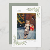 モダンクリスマス金ゴールド幾何学的な緑の写真 シーズンカード (正面/裏面)