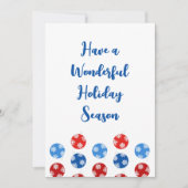 モダンクリスマス青と赤のオーナメント シーズンカード (正面)