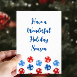 モダンクリスマス青と赤のオーナメント シーズンカード