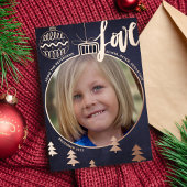 モダンクリスマス飾り付け写真海軍金ゴールド 箔シーズンカード