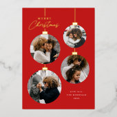 モダンクリスマス飾り4フォトコラージュ 箔シーズンカード (正面)