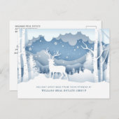 モダンクリスマス鹿紙カットあいさつ企業のつ ポストカード (正面/裏面)