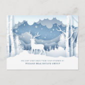 モダンクリスマス鹿紙カットあいさつ企業のつ ポストカード (正面)