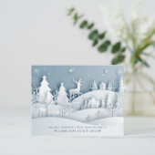 モダンクリスマス鹿紙カットあいさつ企業のつ ポストカード (スタンド正面)