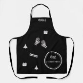 モダンクリスマス黒白パーソナライズされた エプロン (正面)