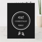 モダンクリスマス黒白パーソナライズされた カード (正面)