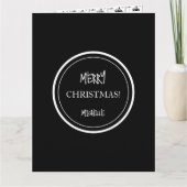 モダンクリスマス黒白パーソナライズされた カード (正面)