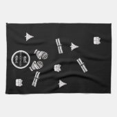 モダンクリスマス黒白パーソナライズされた キッチンタオル (横)