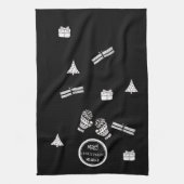 モダンクリスマス黒白パーソナライズされた キッチンタオル (縦)