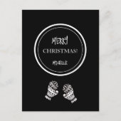 モダンクリスマス黒白パーソナライズされた ポストカード (正面)