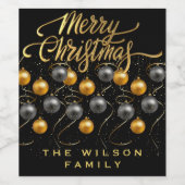 モダンクリスマス黒 ワインラベル (シングルラベル)