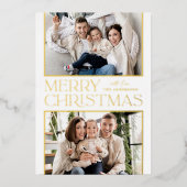 モダンクリスマス2フォトゴールドフォイルホリデーカード 箔シーズンカード (正面)