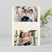 モダンクリスマス2フォトゴールドフォイルホリデーカード 箔シーズンカード (立ち正面)